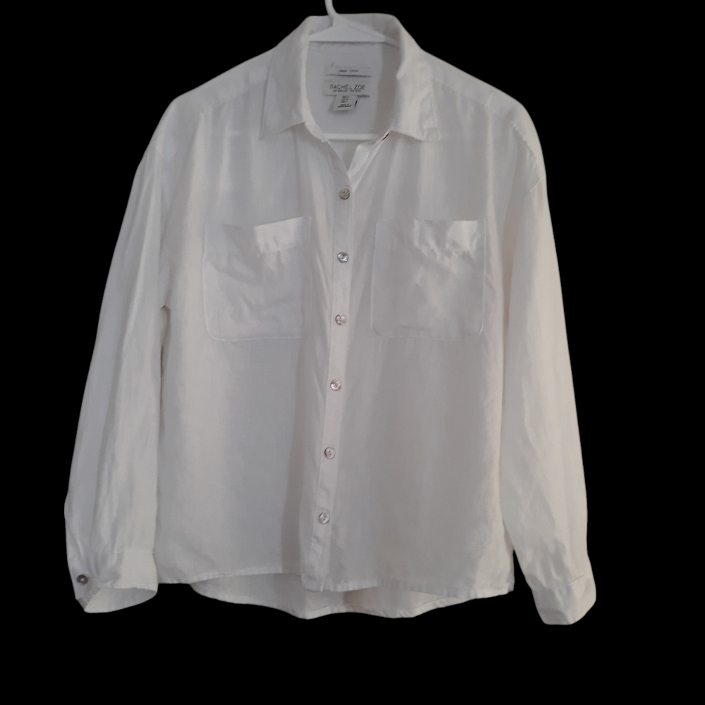 Rachel Zoe White Linen Button-Up Top